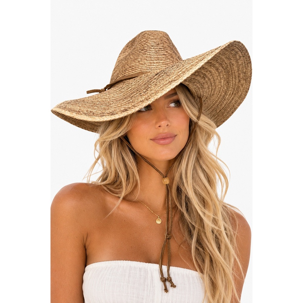 Tula Texas Natural Tan Palm Straw Wide Brim Sun Hat 22in